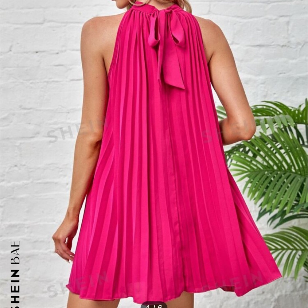 Pleated Halter Dress